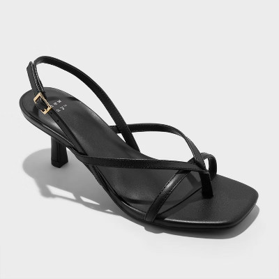 Women's Marin Thong Heels with Memory Foam Insole - A New Day™ Black 6 | Target