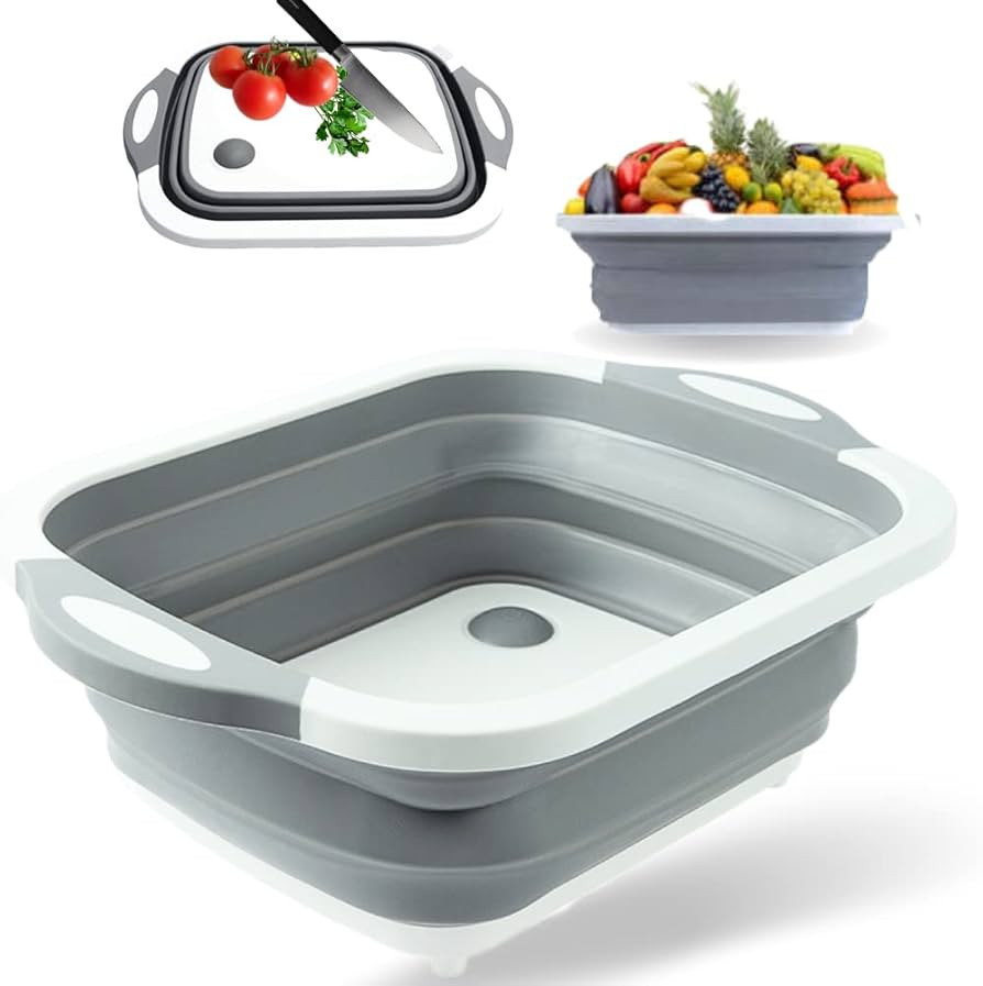 Collapsible Cutting Board with Wash Basin and Drainage Hole; BBQ Prep Tub and Camping Cutting Boa... | Amazon (US)