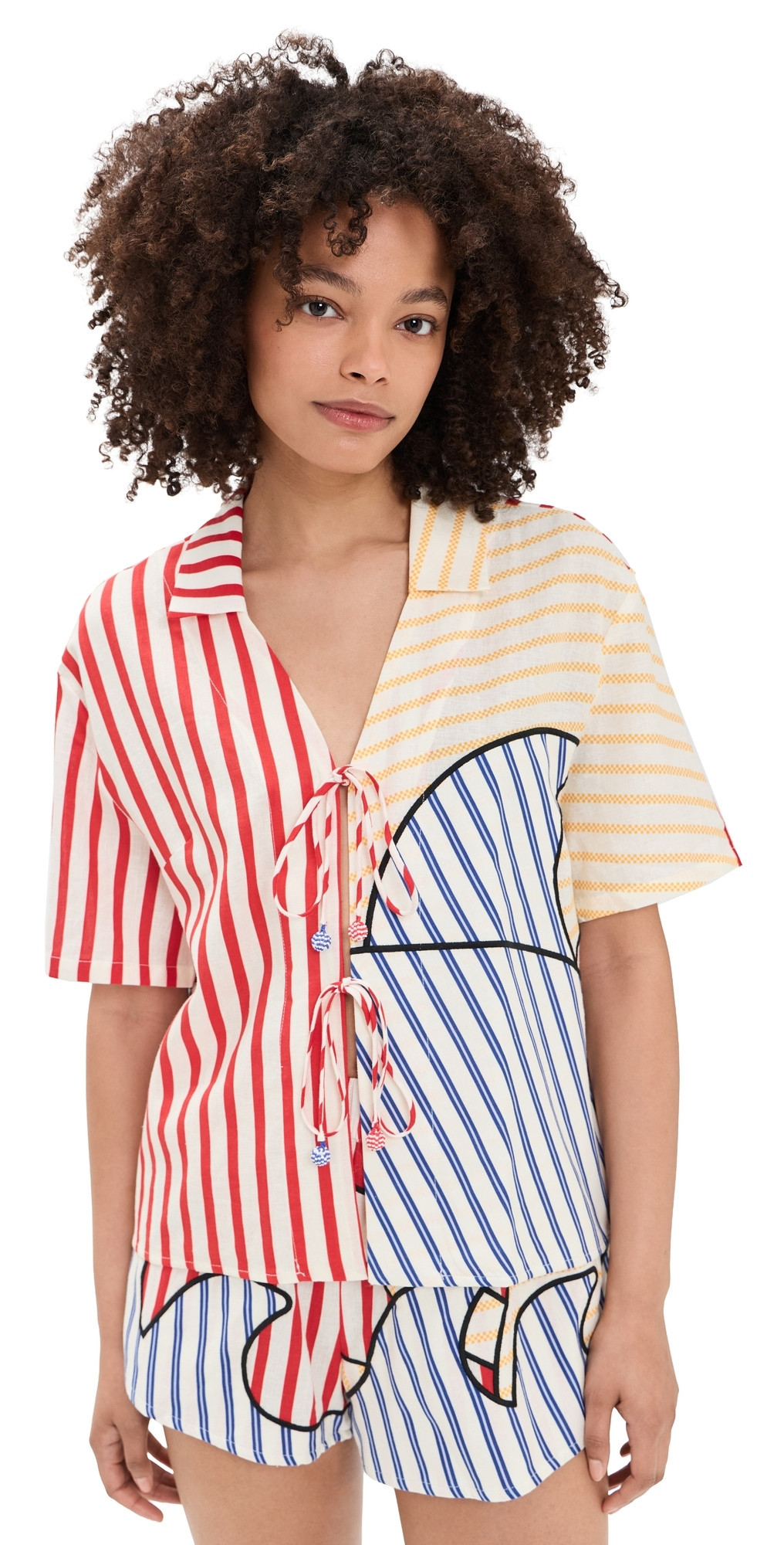 FARM Rio Navy Stripes Off-White Blouse Navy Stripes Off White M | Shopbop
