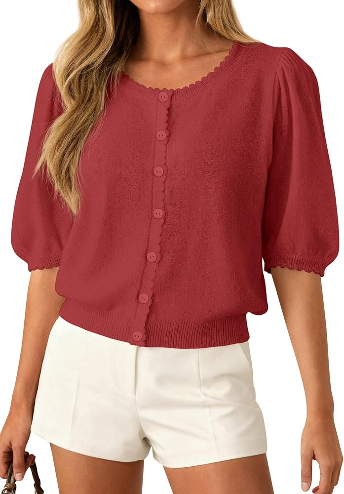 PRETTYGARDEN Women Short Sleeve Lightweight Knit Cardigans | Amazon (US)