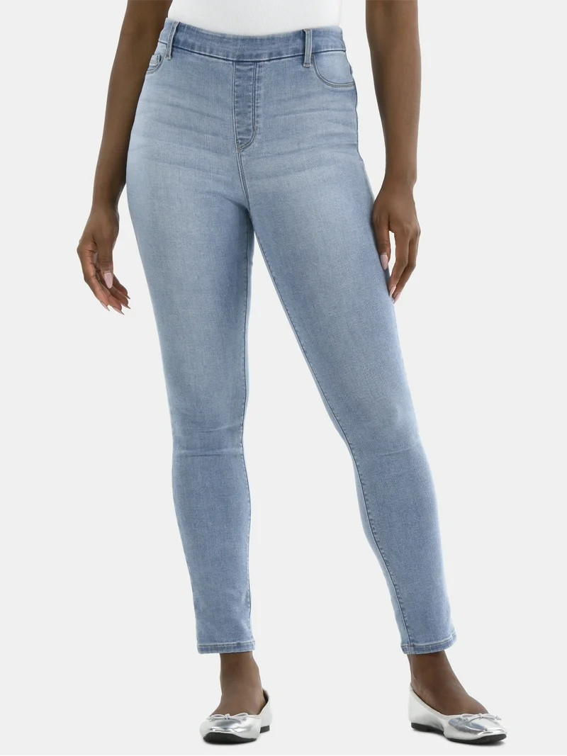 Time and Tru Women's High Rise Skinny Leg Denim Jegging, 28.5" Inseam, Sizes XS-XXXL | Walmart (US)