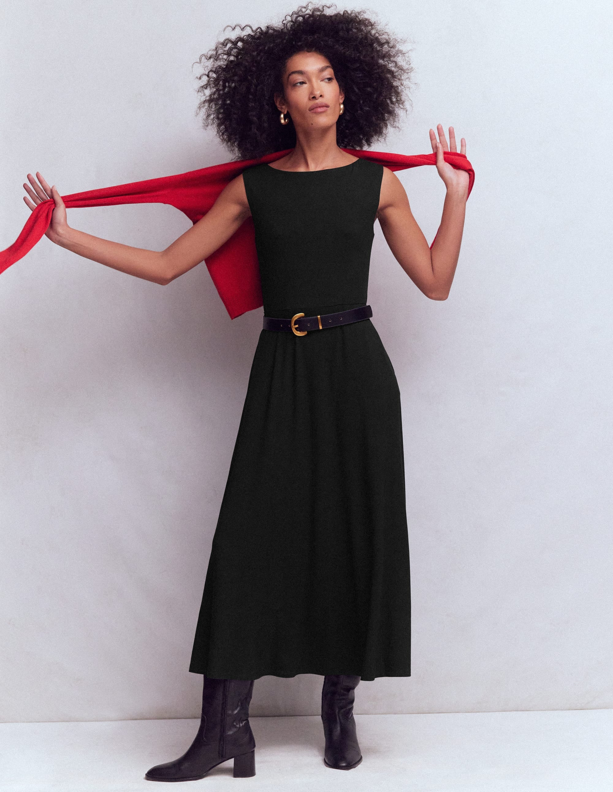 Boden Women's Tamsin Jersey Midi Dress in Black | Size 20/22 | Boden (US)