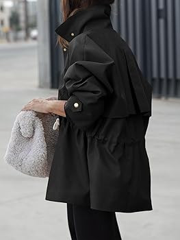 Tankaneo Womens Oversized Trench Coat Mid Length Snap Button Fall Jacket Windproof Outerwear with... | Amazon (US)