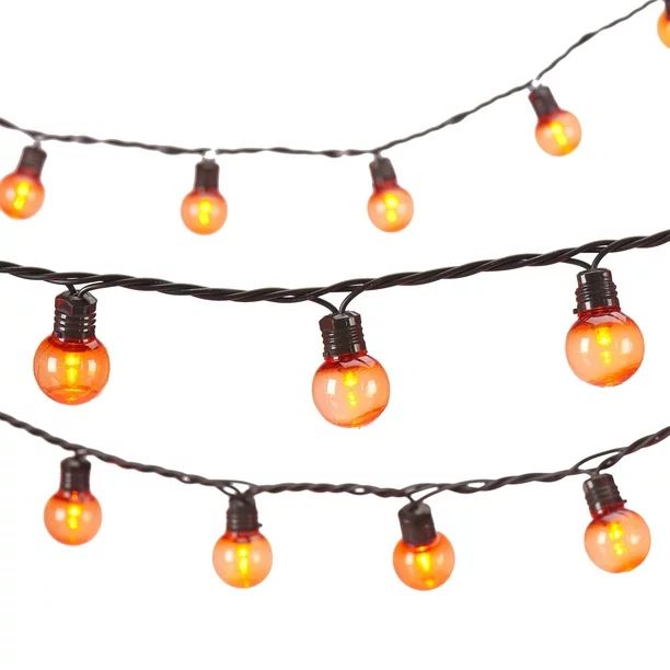 Way to Celebrate Halloween 70-Count Indoor Outdoor Orange LED G30 Globe Lights, with AC Adaptor, ... | Walmart (US)
