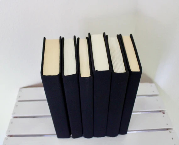 Black Linen Covered Books. Individually Sold Covered Books | Etsy | Etsy (US)