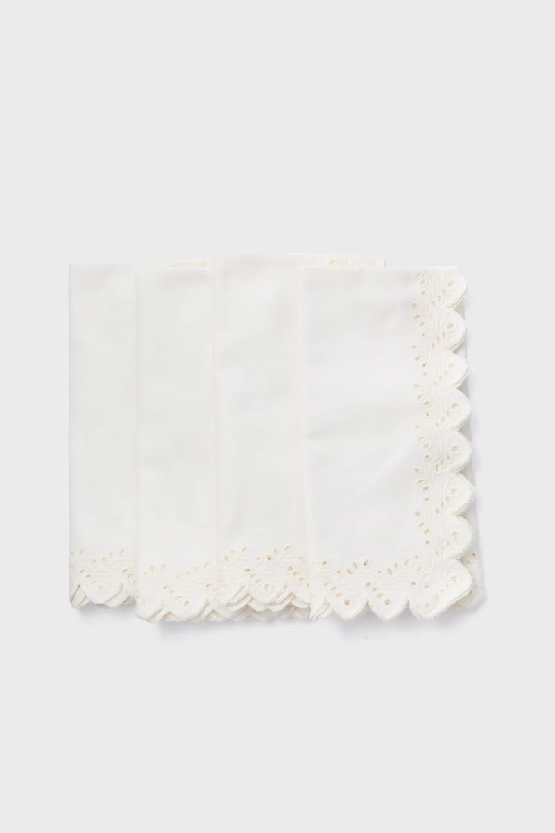 White Eyelet Embroidered Napkins Set of 4 | Tuckernuck (US)