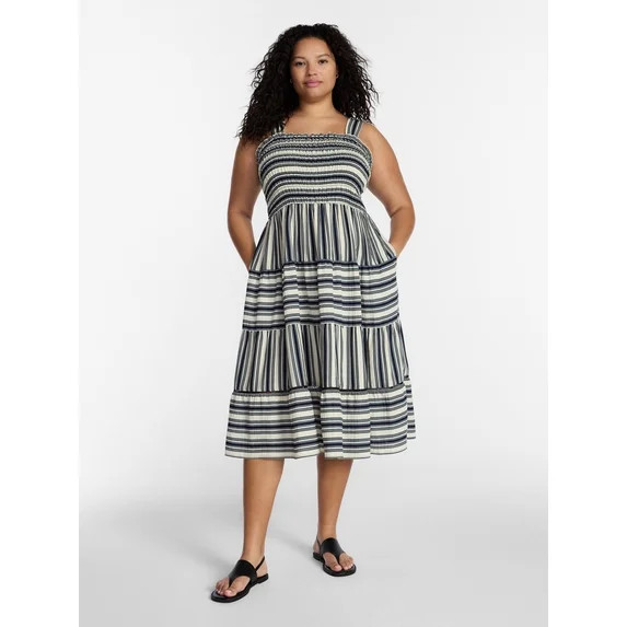 Terra and Sky Women's Plus Sleeveless Midi Tiered Dress, Sizes 0X-5X | Walmart (US)