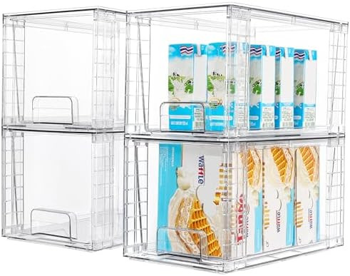 Vtopmart 4Pack Large Stackable Kitchen Pantry Storage Drawers, Clear Organizer Bins with Handles,... | Amazon (US)