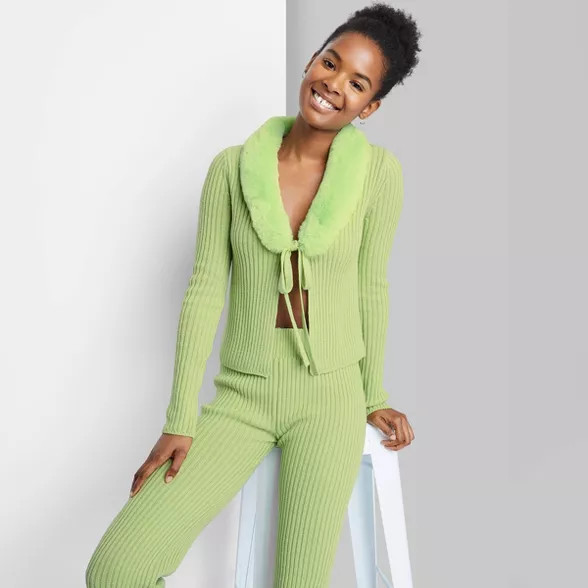 Women's Faux Fur Tie-Front Cardigan - Wild Fable™ | Target