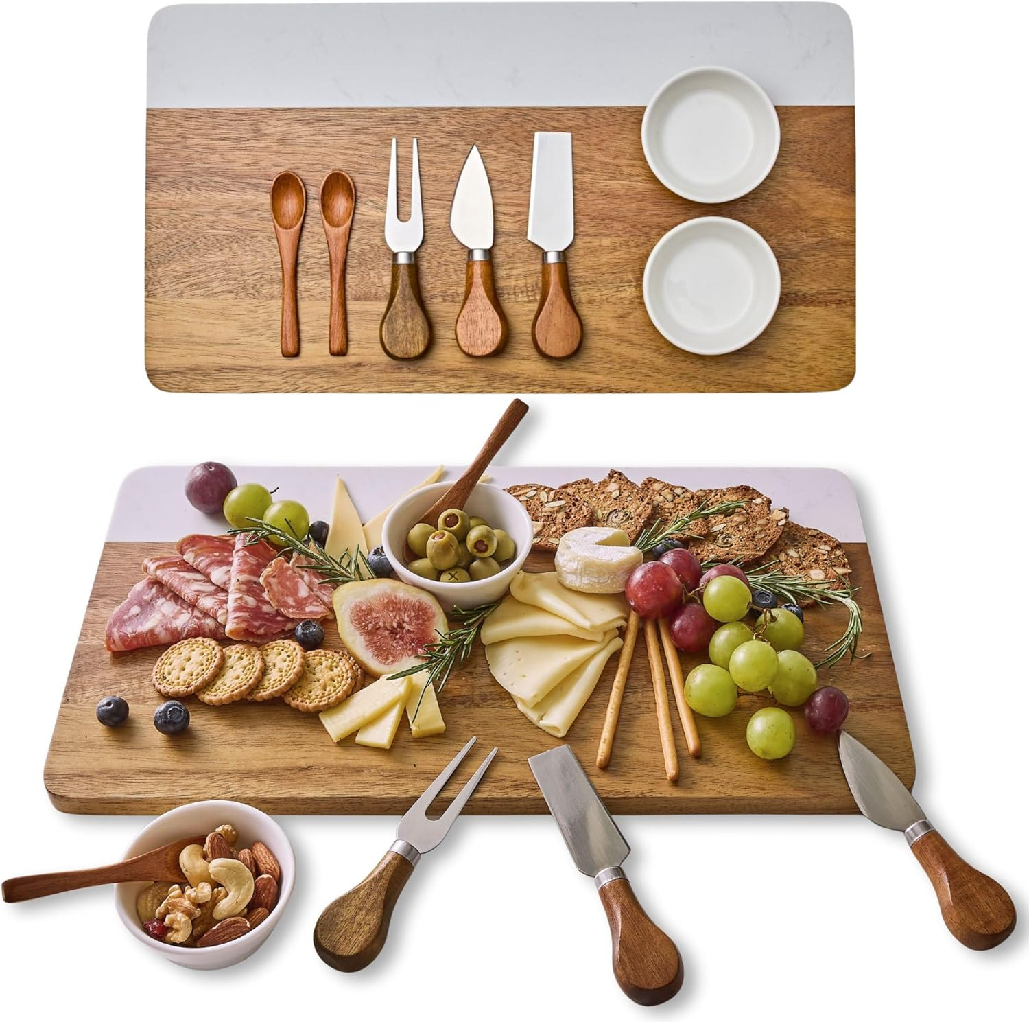 Marble Acacia Charcuterie Board Set (Premium Design Not Bamboo) – Cheese Platter Meat and Chees... | Amazon (US)