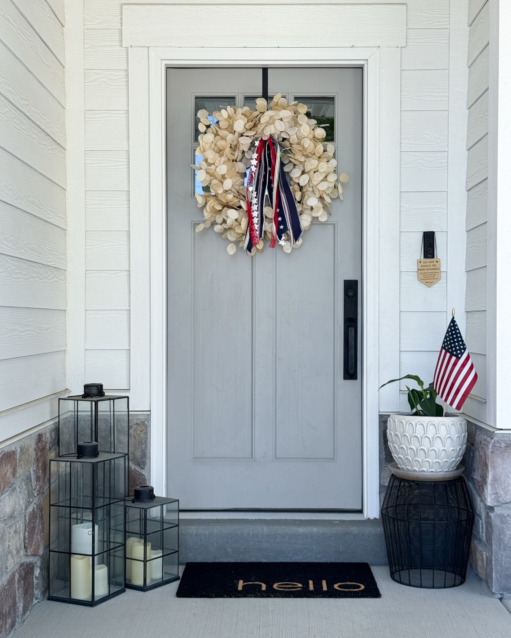 Quick front porch update for Memorial Day, then going back to neutral until 4th of July. (Wreath ribbons & pot from a local boutique. Plant stand from Big Lots. Tagging similar.)

Memorial Day - Front Porch - Patriotic Decor - Americana - Wreath - Neutral Wreath - Large Wreath - 4th of July 

#LTKFamily #LTKHome #LTKSeasonal