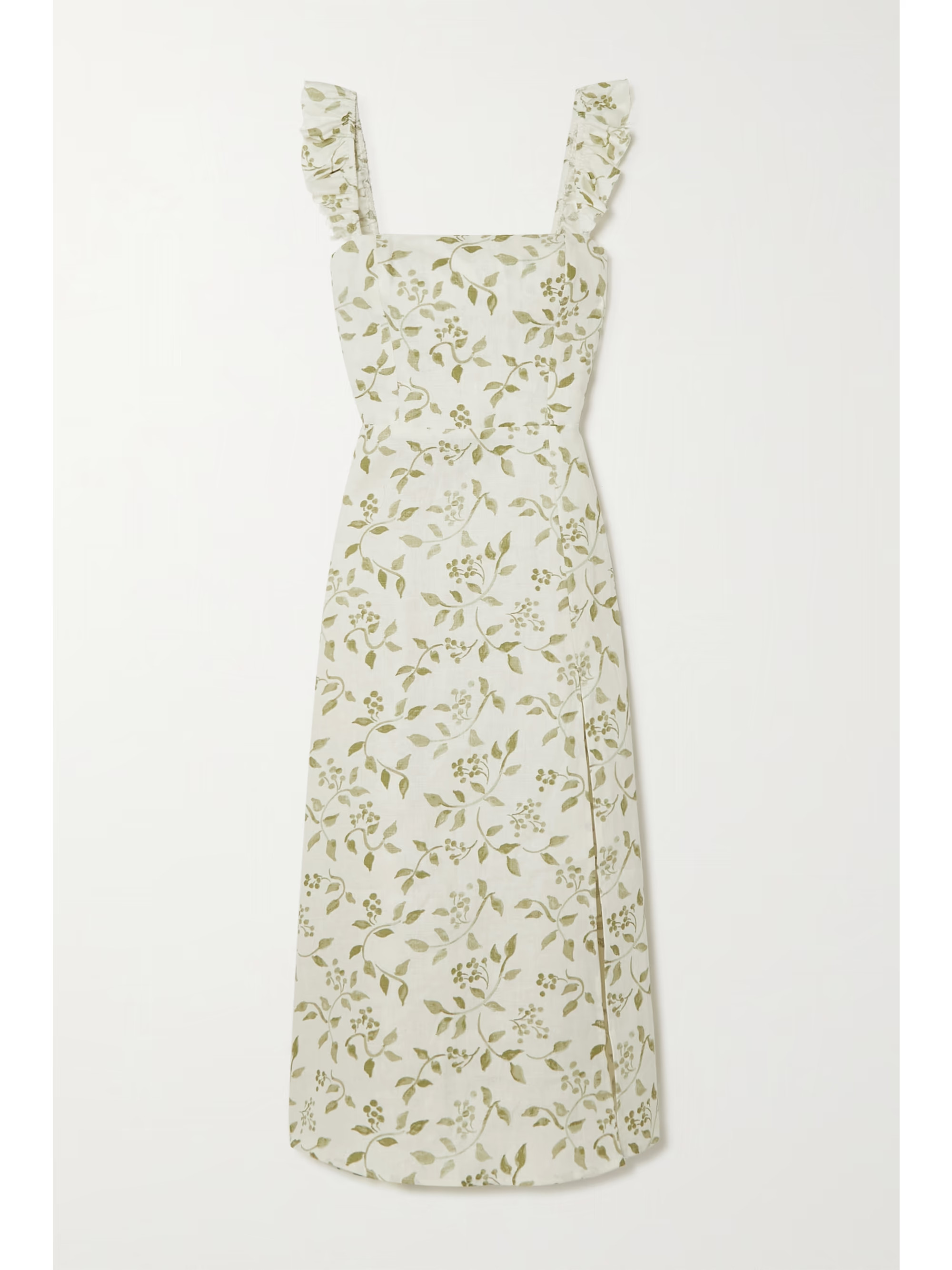 Spaulding ruffled floral-print linen midi dress | NET-A-PORTER (US)