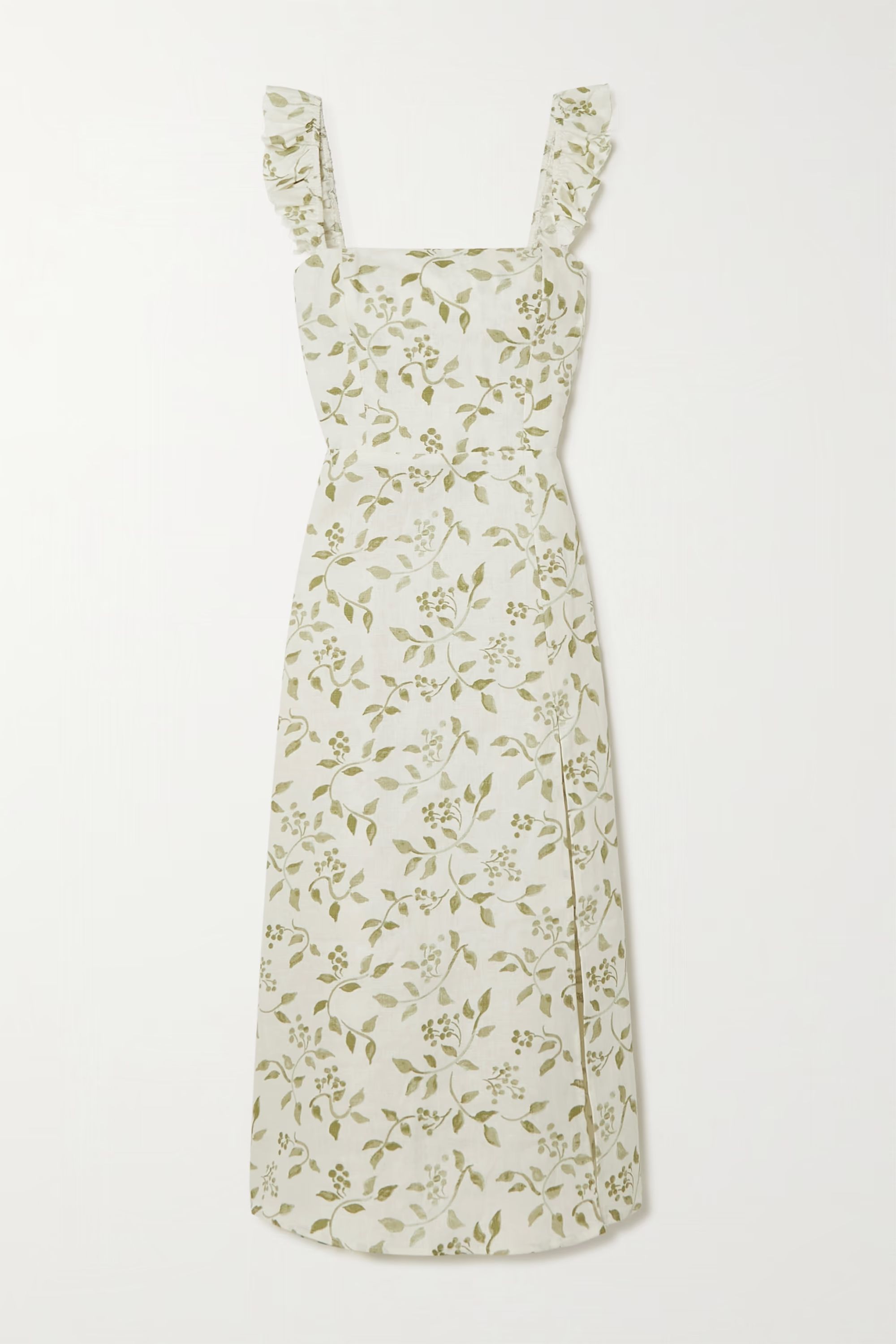 Spaulding ruffled floral-print linen midi dress | NET-A-PORTER (US)