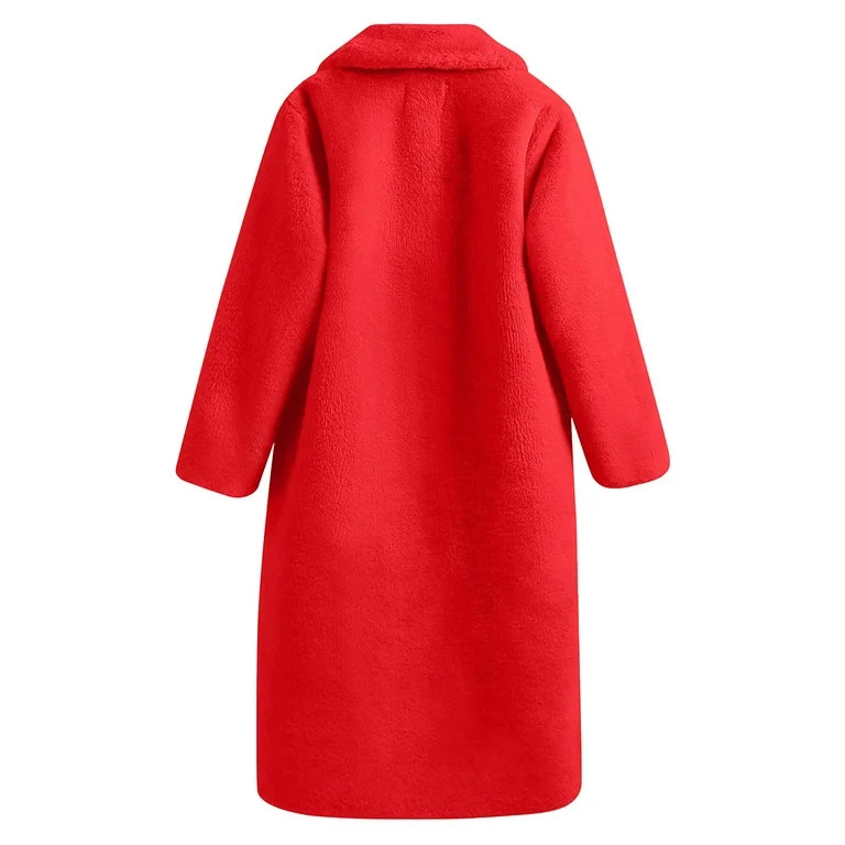 fartey Womens Faux Fur Long Coat Sherpa Jacket Thicken Overcoat Winter Warm Oversized Jacket Soli... | Walmart (US)