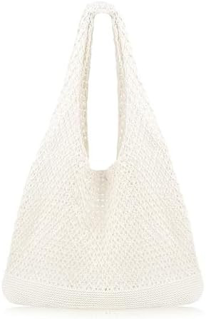 COOKOOKY Crochet Beach Tote bag Summer Beach Bag for Women Aesthetic Mesh Tote Bag Hippie Bag Kni... | Amazon (US)