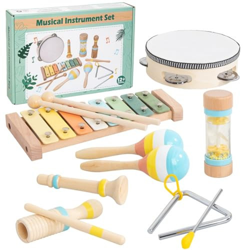 Toddler Musical Instruments Set - Wooden Musical Toys for Toddlers 1-3 Years Old, Percussion Montessori Toys for 1 2 3 Year Old, Modern Boho Xylophone Birthday Gifts Kids Baby Musical Instruments | Amazon (US)