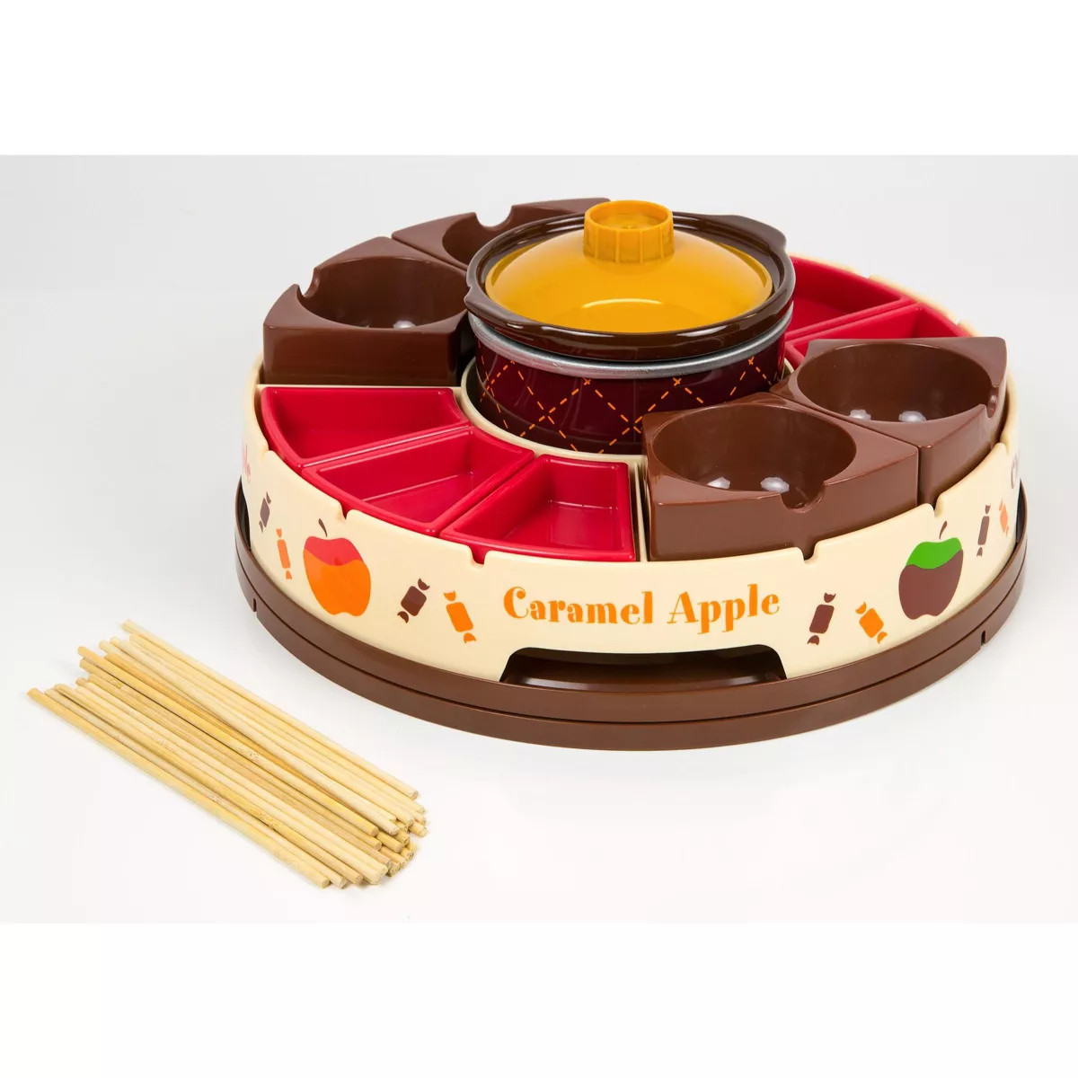 Nostalgia NCCA5 Lazy Susan Chocolate & Caramel Apple Party with Heated Fondue Pot, 25 Sticks, Dec... | Target