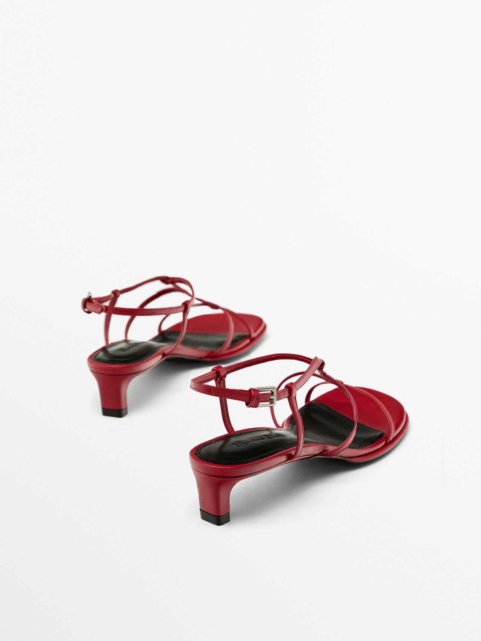 Red heeled sandals | Massimo Dutti UK