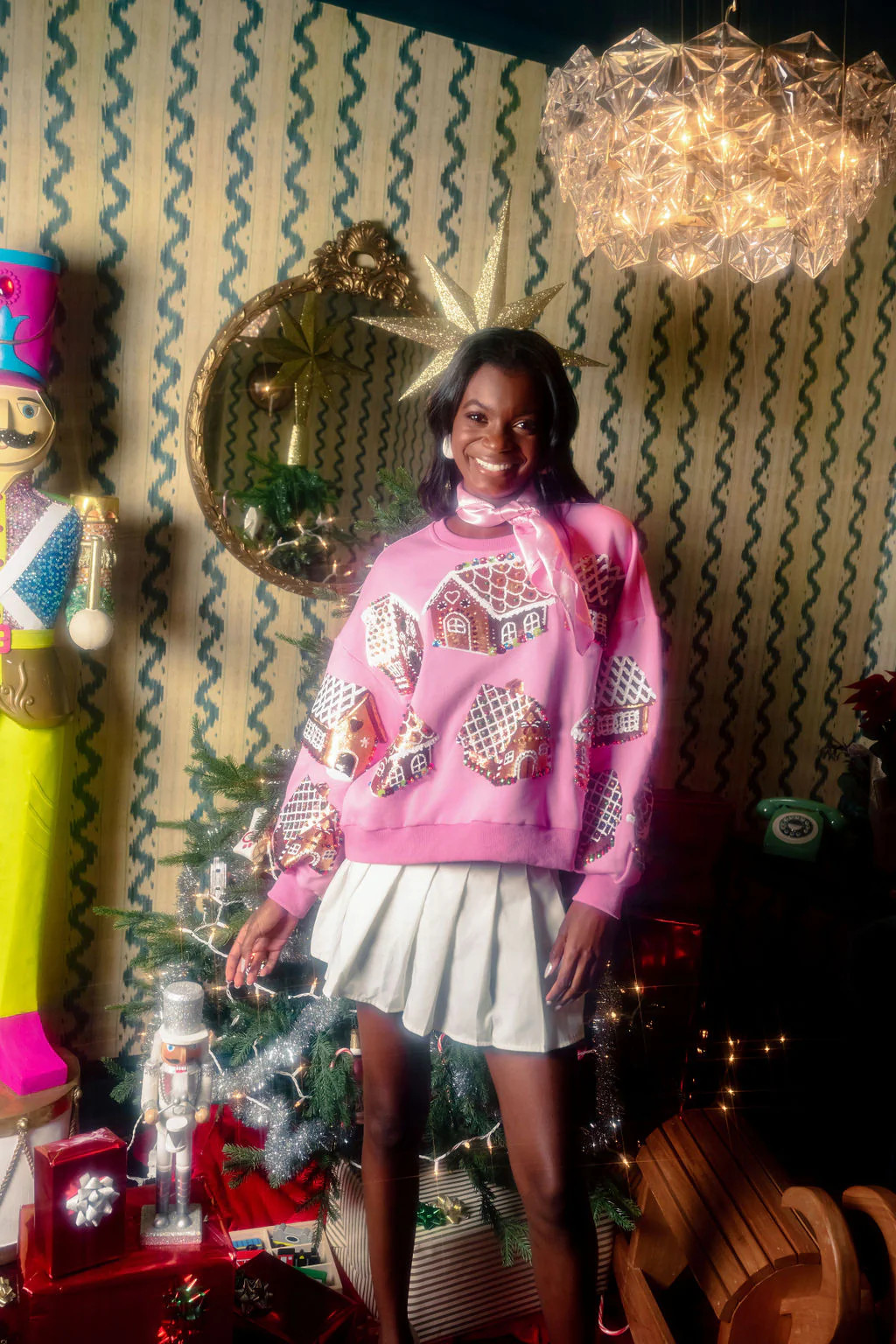 Pink Gingerbread House Sweatshirt | Queen of Sparkles