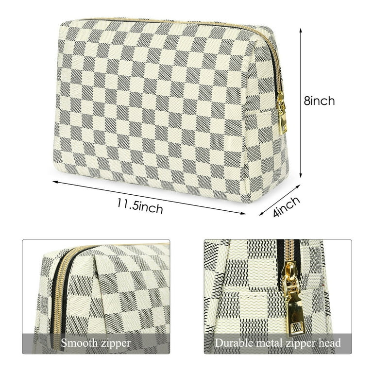 Aokur Makeup Bag Cosmetic Bag Travelling Checkered Make Up Bag Organizer for Women Girls Reusable... | Walmart (US)