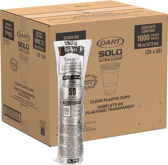 Solo Ultra Clear 16 Oz Plastic Cold Cup, TP16D (1,000 Count) | Amazon (US)