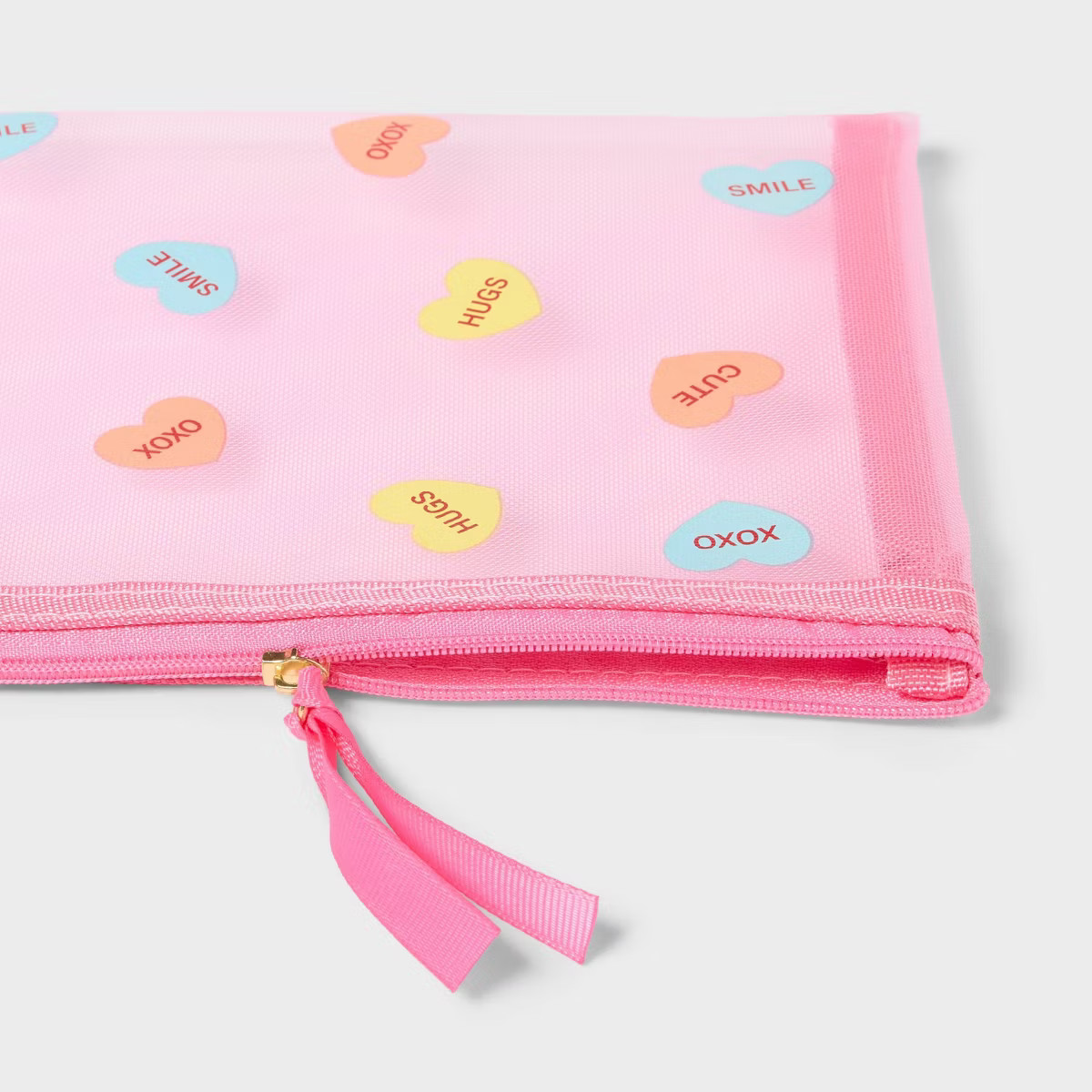 Valentine's Day Mesh Pink Candy Hearts Pencil Pouch - Spritz™ | Target