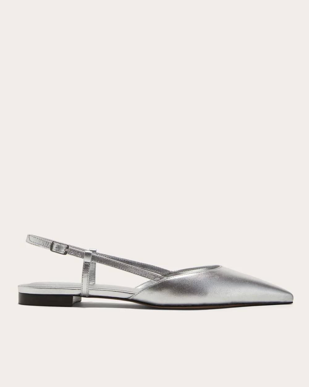 Studio Slingback Flat by Everlane in Silver, Size 9.5 | Everlane