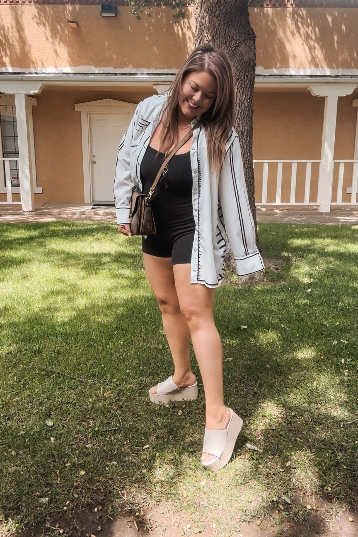 Graffiti printed button up and skims body suit

#LTKmidsize