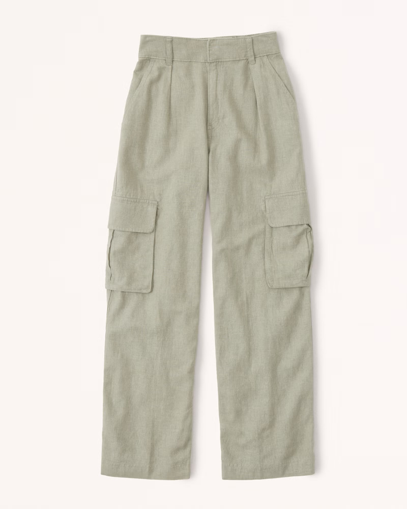 Women's Linen-Blend Wide Leg Cargo Pants | Women's | Abercrombie.com | Abercrombie & Fitch (US)
