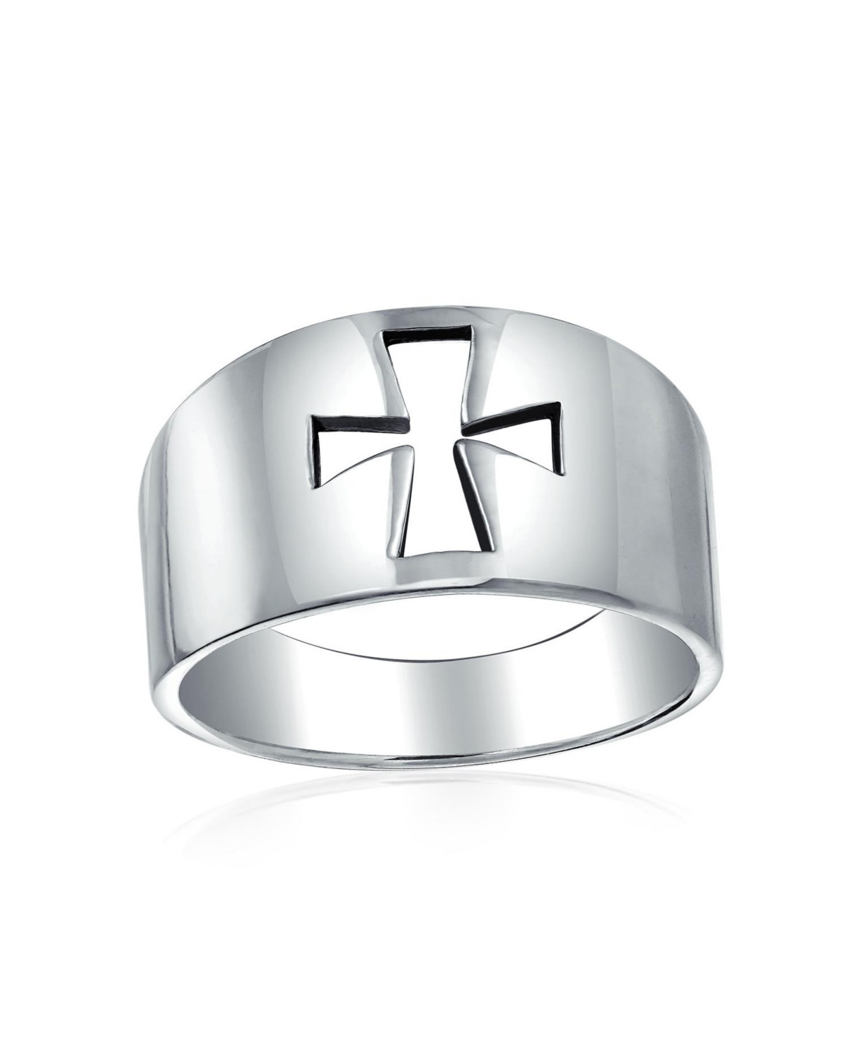 Bling Jewelry Christian Religious Cut-out Cross Signet Band Ring .925 Sterling Silver - Silver a | Macy's