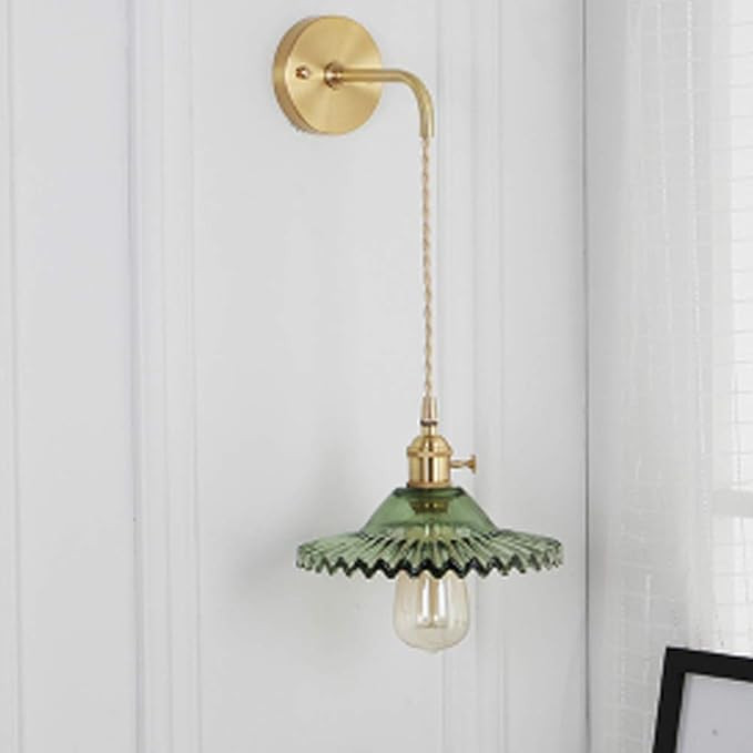 NIUYAO Vintage Glass Scalloped Suspender Wall Sconces Wall Lighting Country Style Modern Fashion ... | Amazon (US)