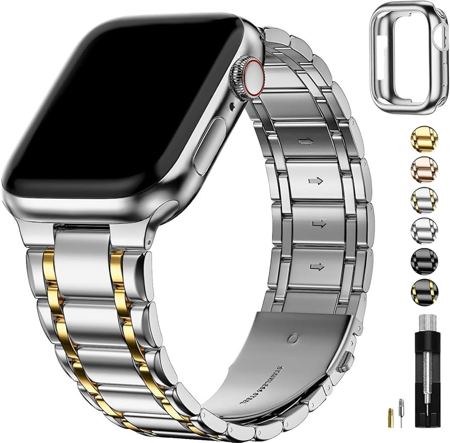 Fullmosa Compatible with Apple Watch Straps 41mm 40mm 38mm Stainless Steel Replacement iWatch Ban... | Amazon (US)