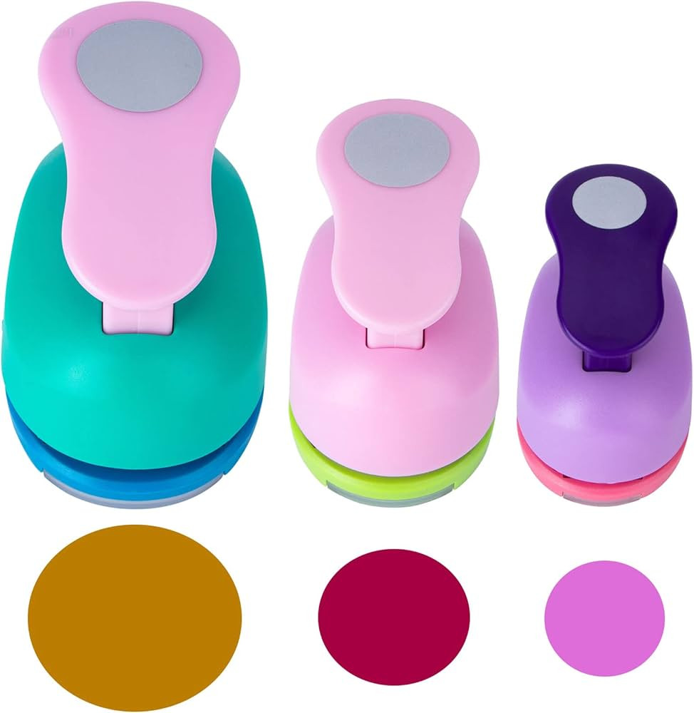 Circle Punch for Paper Crafts 3 Pack, Paper Punches for Crafting 1.5inch 1inch 0.6inch, Round Sha... | Amazon (US)