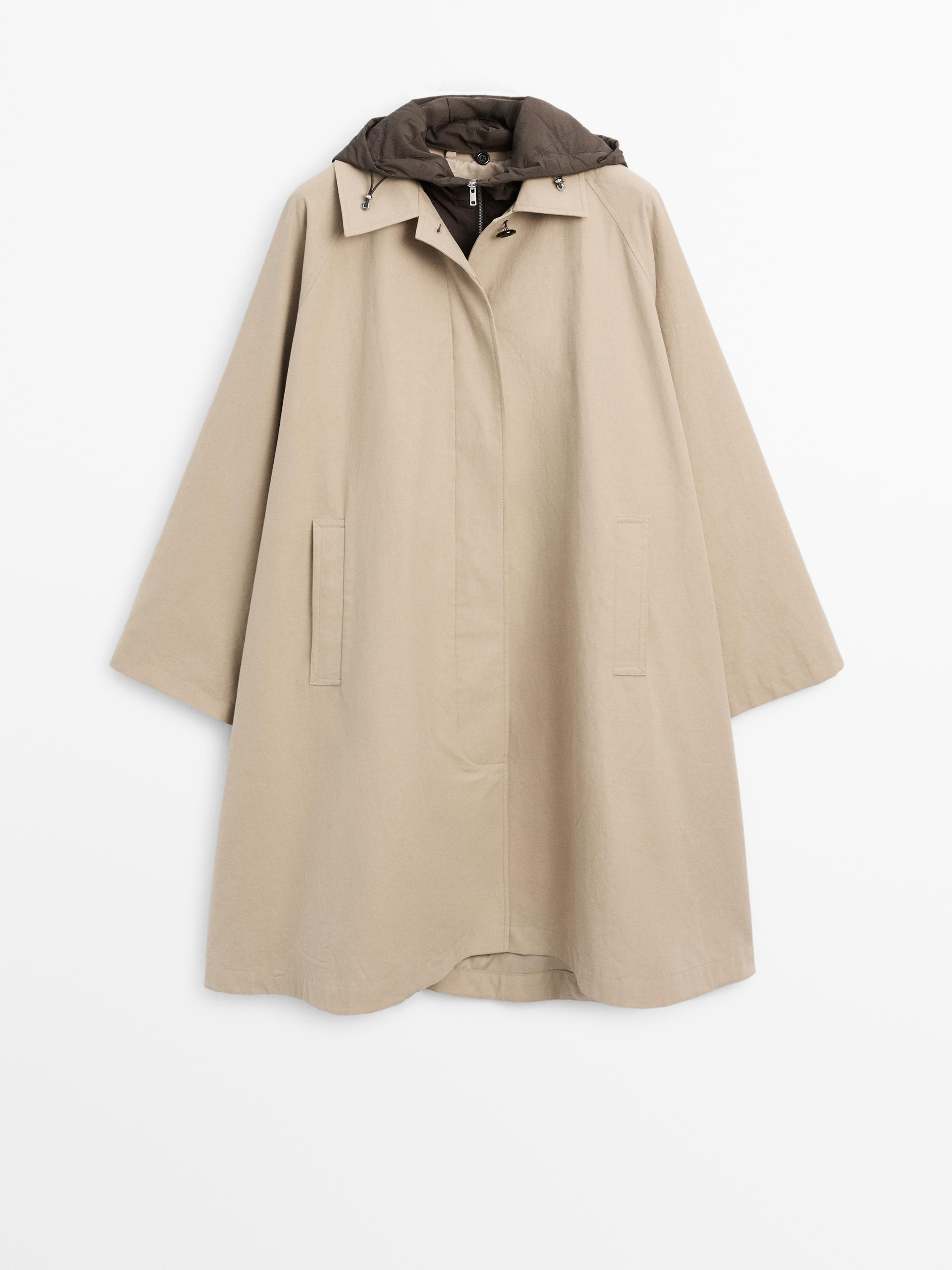 Cape trenchcoat met capuchon | Massimo Dutti NL