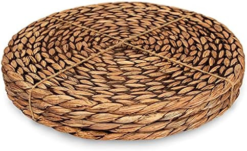 CENBOSS Beautiful Woven Placemats Round Placemats for Dining Table (Brown Wash, 11.8" Set of 4) | Amazon (US)