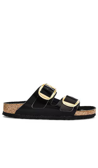 Arizona High Shine Big Buckle Sandal in High Shine Black | Revolve Clothing (Global)
