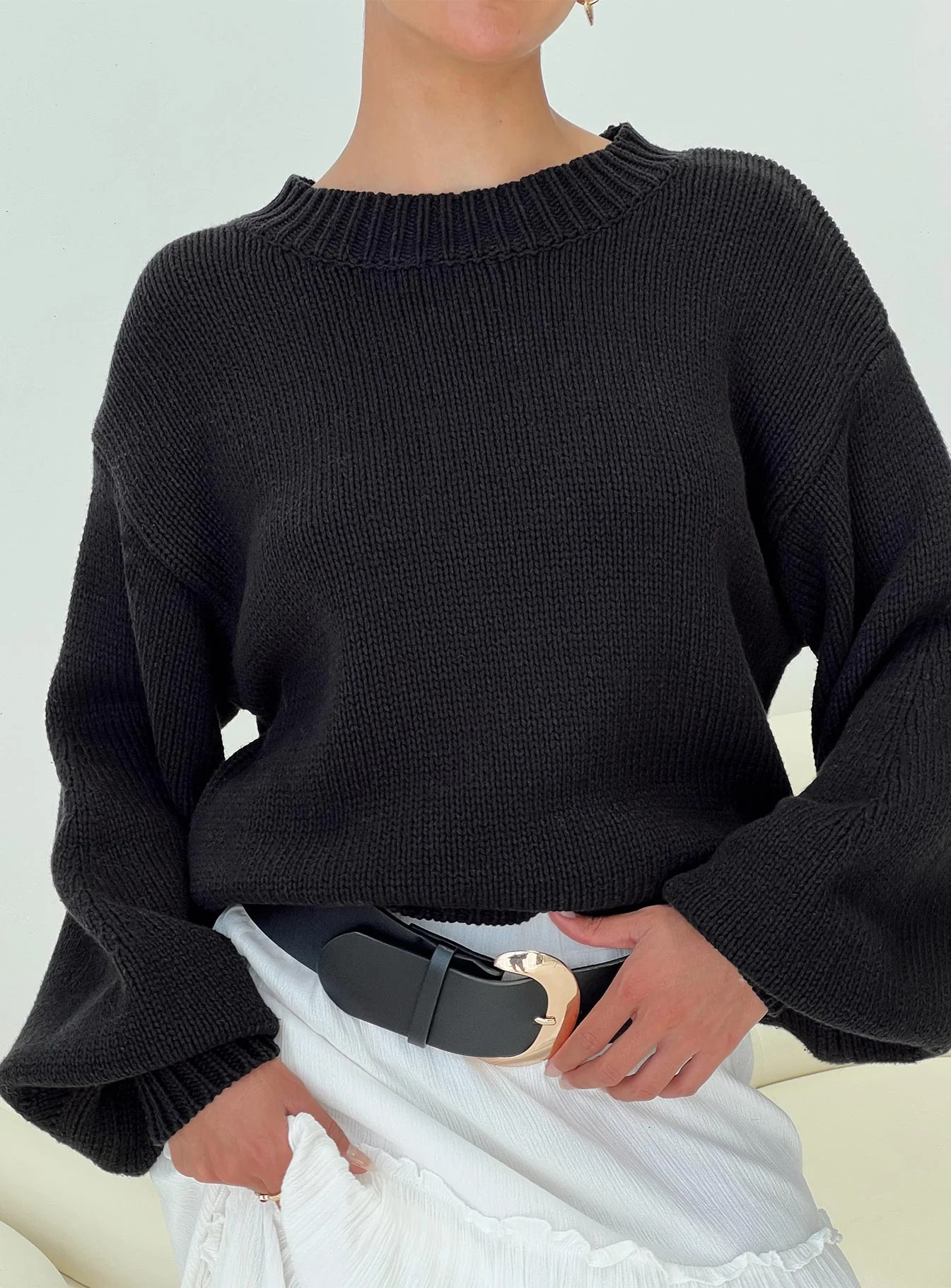 Harmony Knit Sweater Black | Princess Polly AU