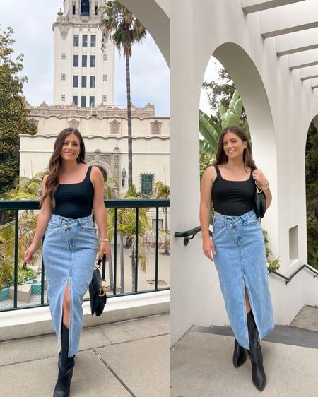 Denim maxi skirt, corset top, spring outfit, amazon fashion finds, date night outfit 

#LTKfindsunder50 #LTKstyletip #LTKfindsunder100