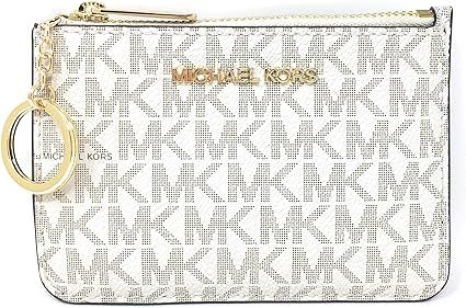 Michael Kors Jet Set Travel Small Top Zip Coin Pouch with ID Holder - PVC Coated Twill (Vanilla) | Amazon (US)