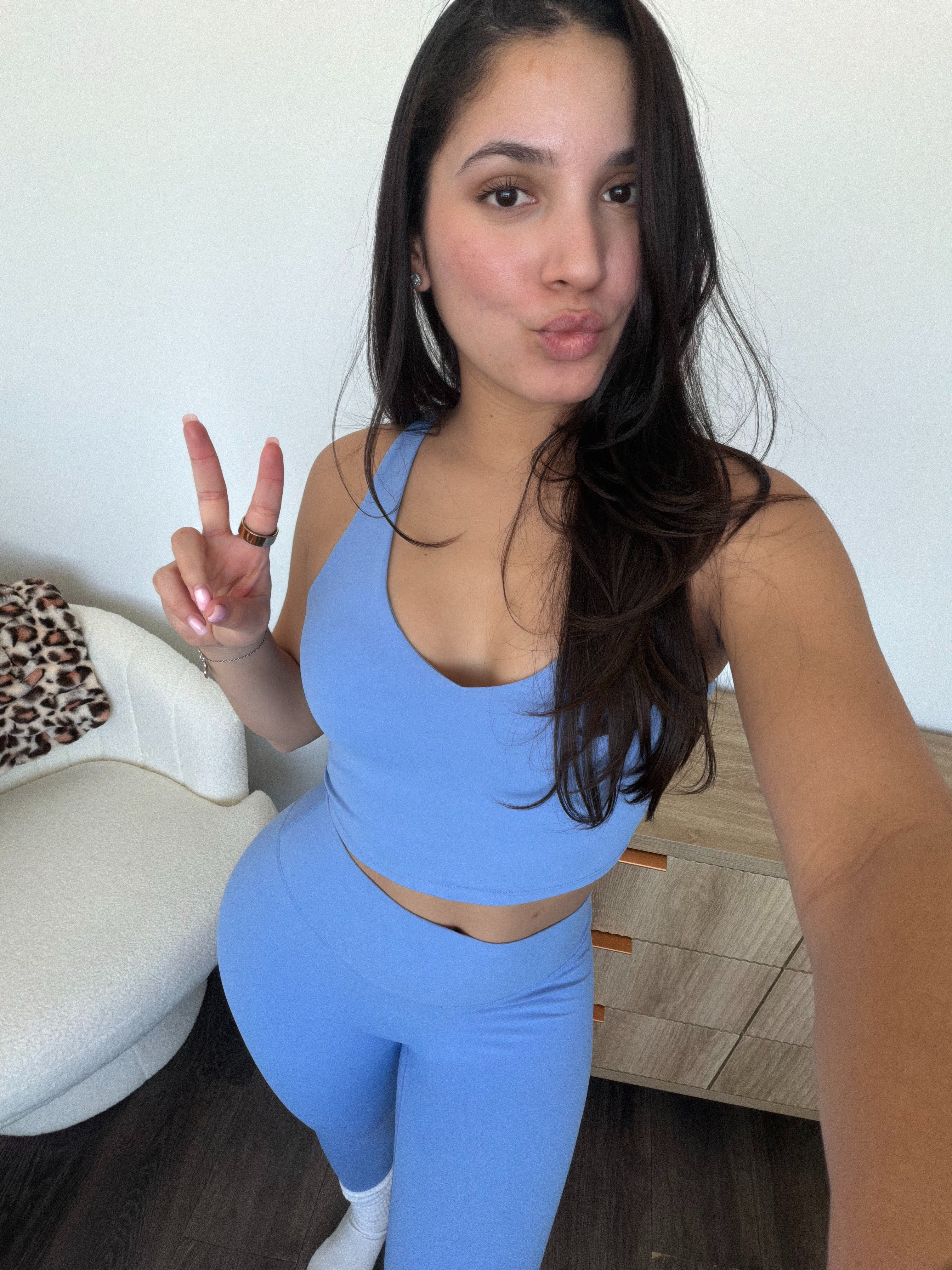 5'5" wearing size S in both. Buttery soft, true to size, and the top has a built-in bra. A new everyday favorite. 

 #LTKootd #LTKfitnessgoals #LTKActive
