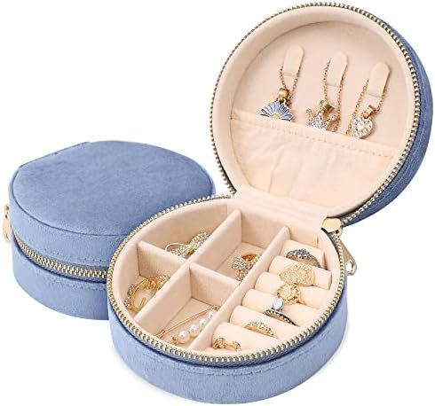 Velvet Jewelry Travel Case, Small Travel Jewelry Box, Portable Travel Jewelry Organizer Box for E... | Amazon (US)