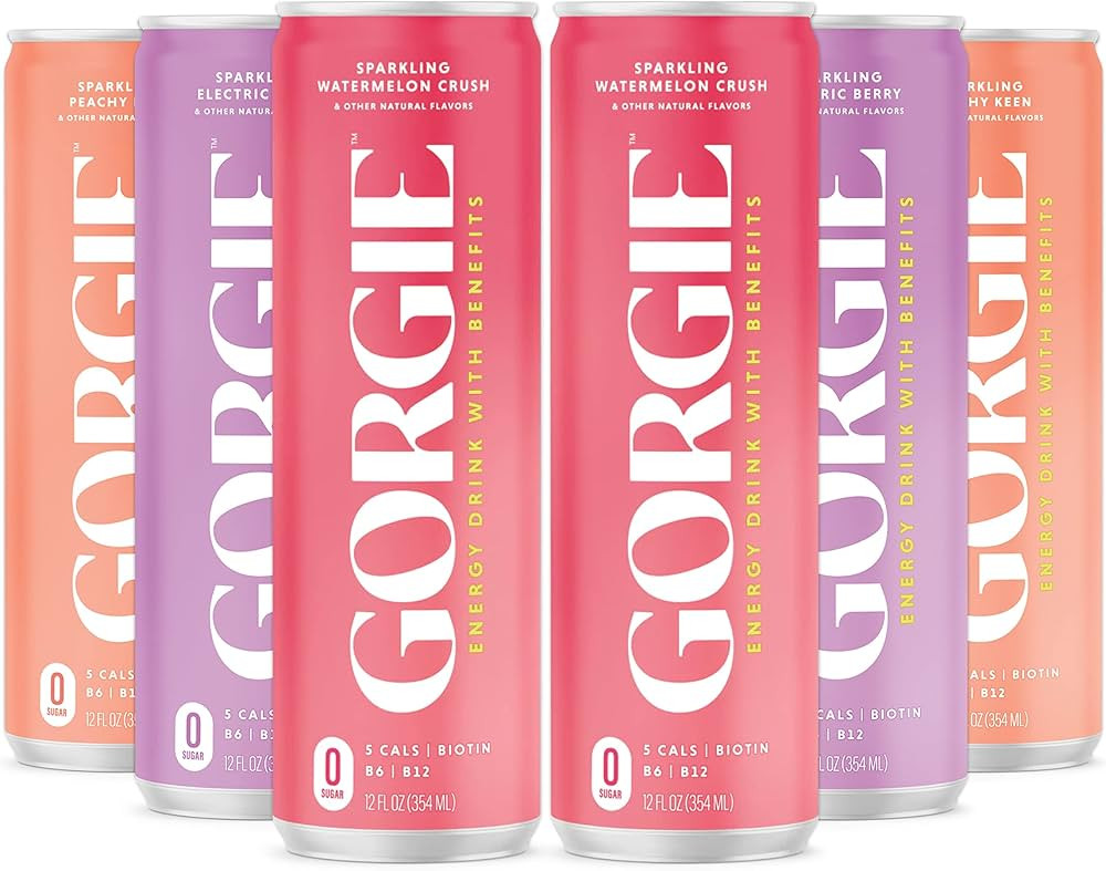 GORGIE Sugar Free Natural Energy Drinks, Sparkling Variety Pack (6 Cans) - Healthy Energy Drinks ... | Amazon (US)