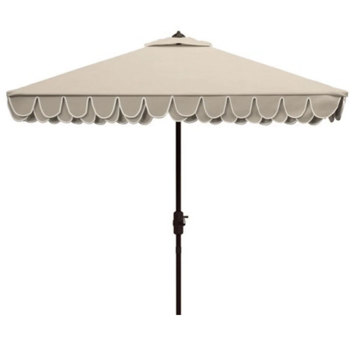 Elegant Valance 7.5 Ft Beige & White Square Umbrella | The Well Appointed House, LLC