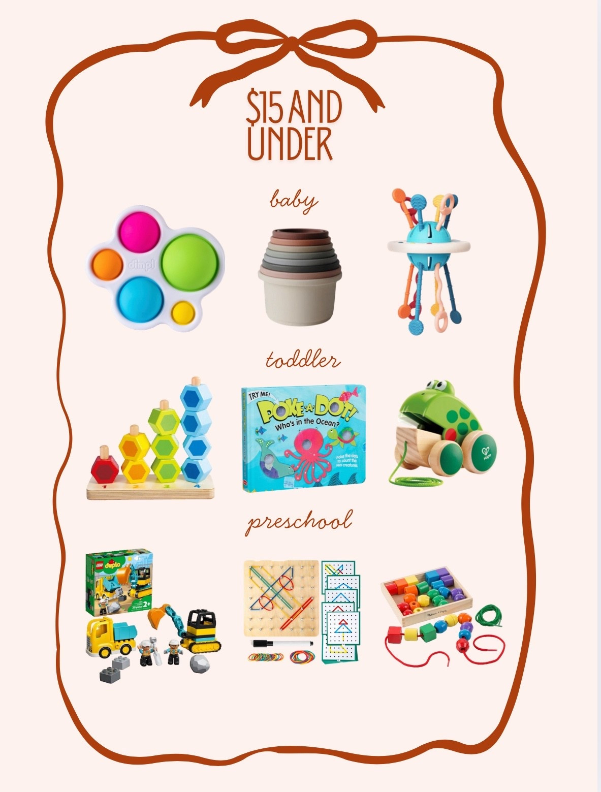 Gifts Under $15 🎁
Budget-friendly picks that are still developmentally aligned and high-quality.

#LTKHoliday #LTKKids #LTKGiftGuide