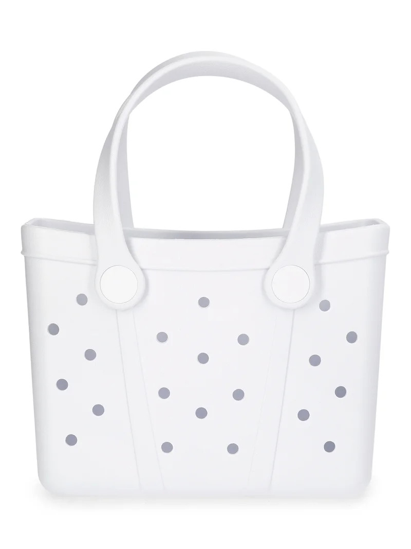 Time and Tru Women's Lightweight Mini Beach Tote Bag, White | Walmart (US)