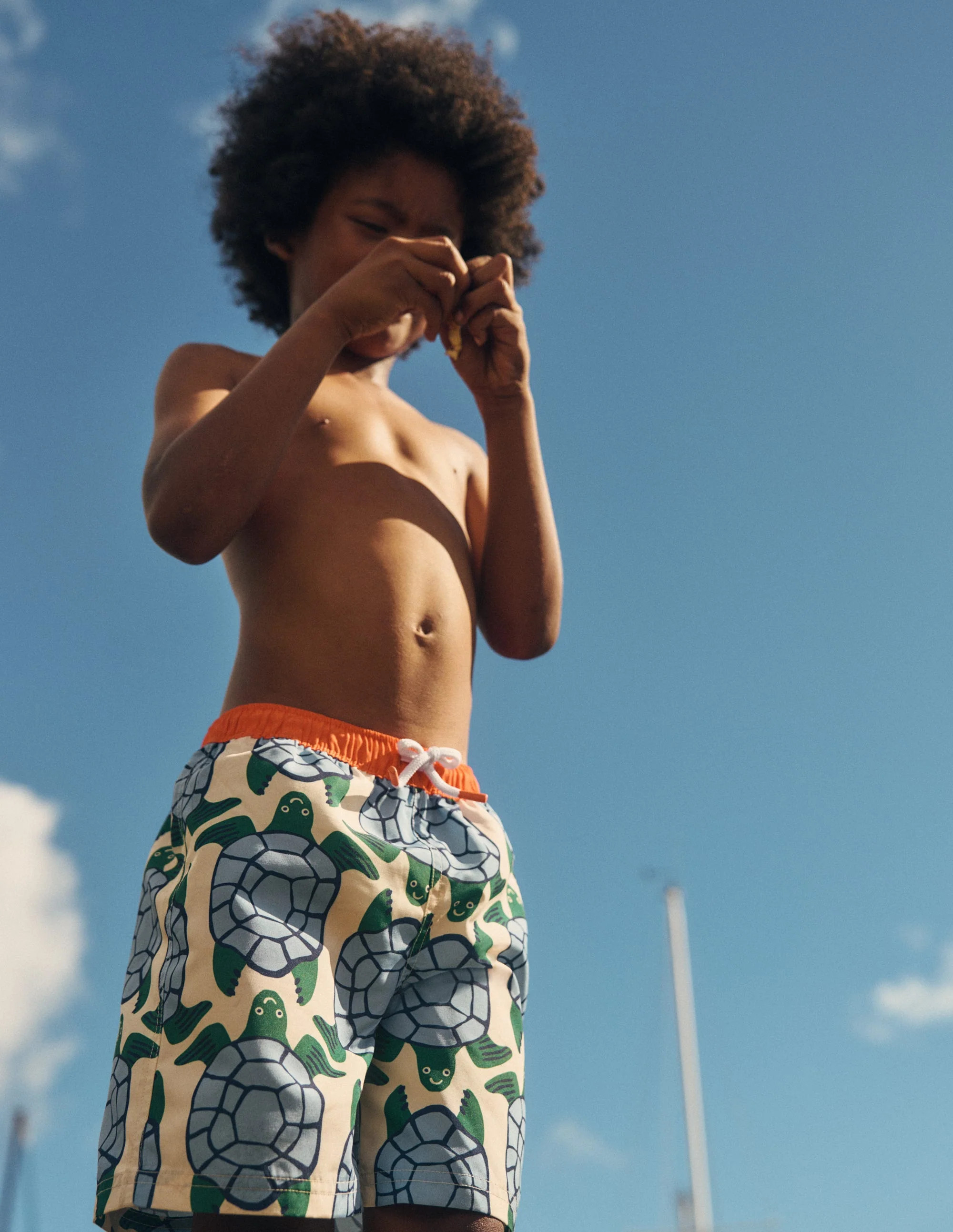 Swim Shorts-Calico White Turtles Geo | Boden (US)