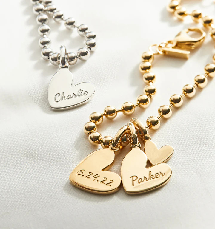 Double Heart Name Bracelet | Rellery