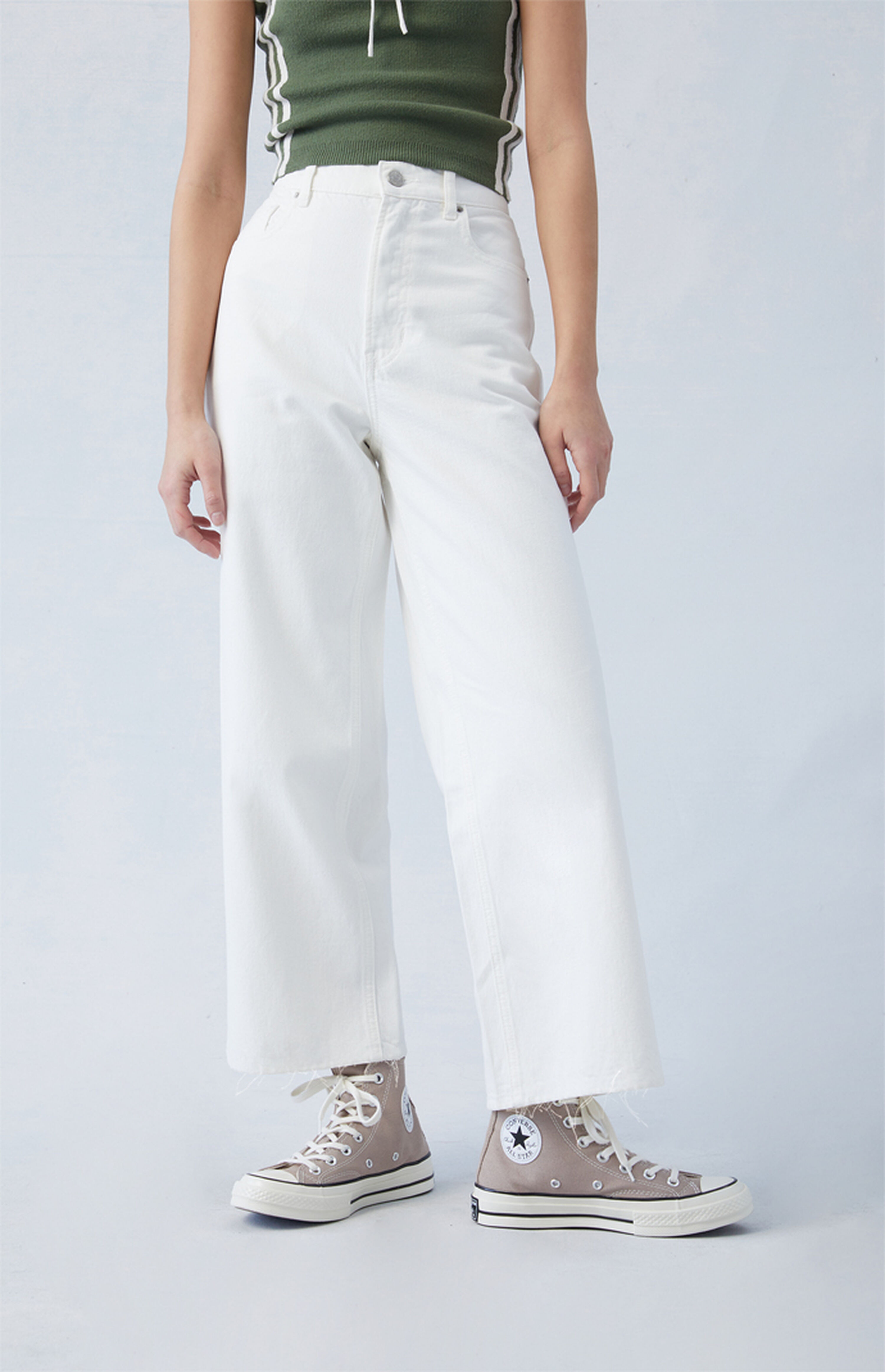 PacSun Eco White Cropped Wide Leg Jeans | PacSun