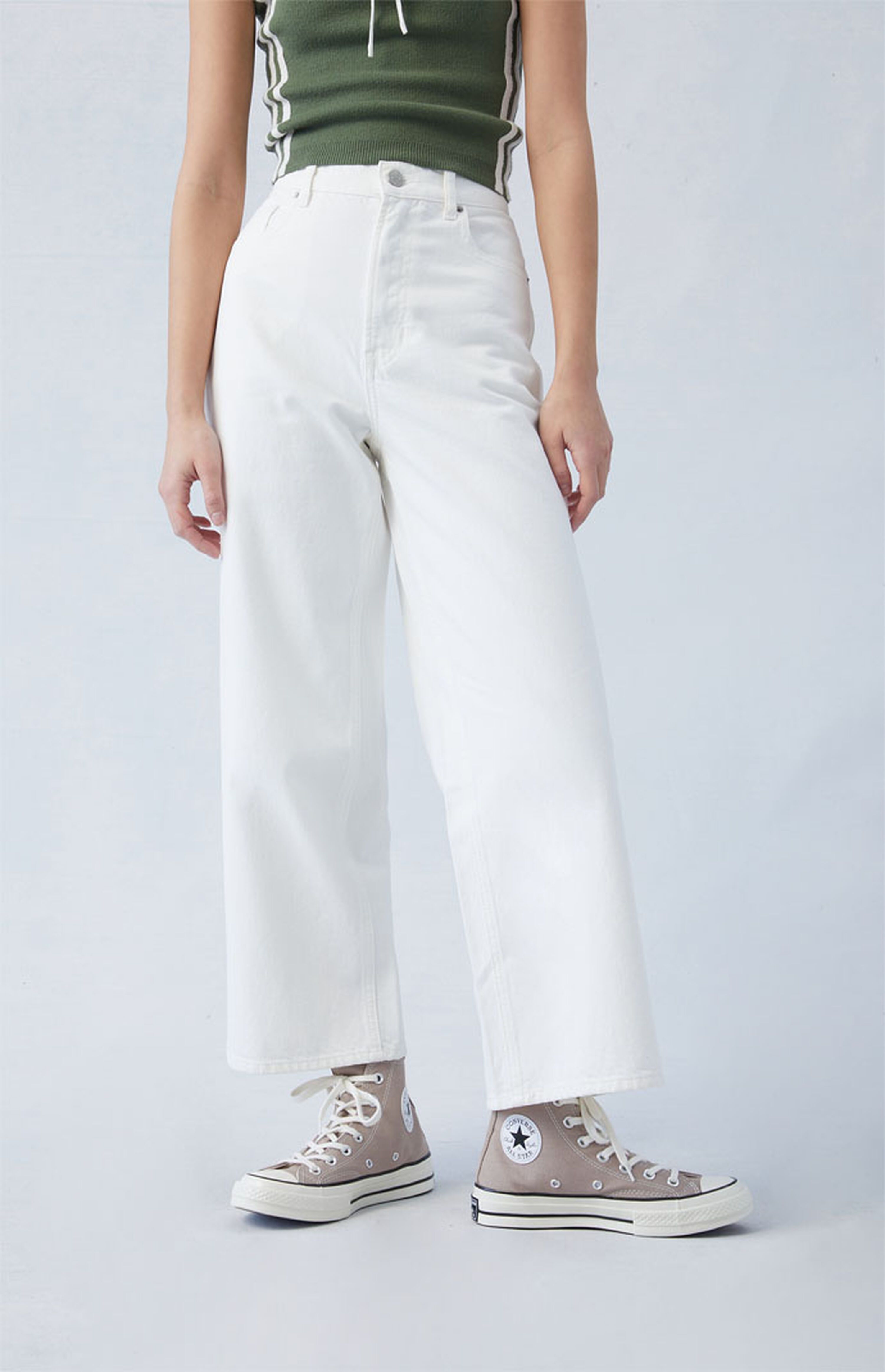 PacSun Eco White Cropped Wide Leg Jeans | PacSun
