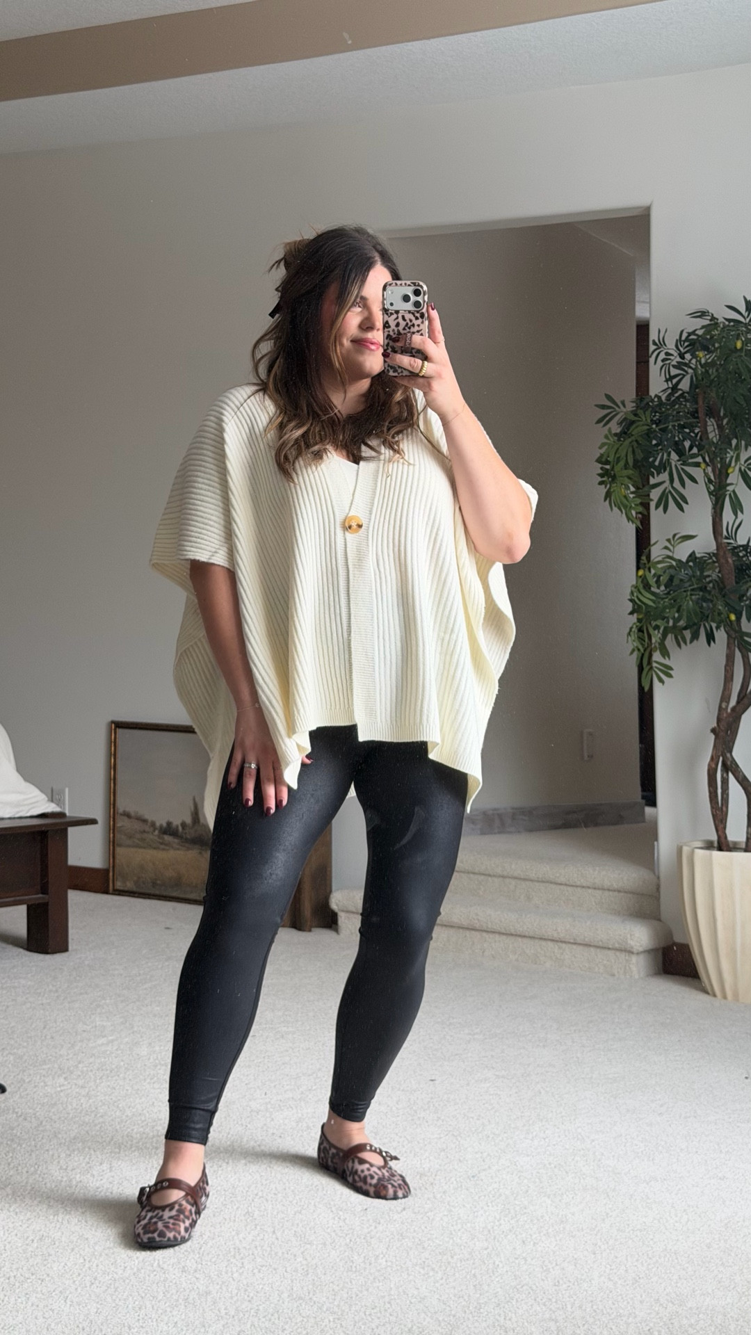 Casual winter & holiday outfit from Walmart! 

Wearing size large in the faux leather leggings. This would be cute with tall black boots too!

#WalmartPartner #WalmartStyle @Walmartstyle